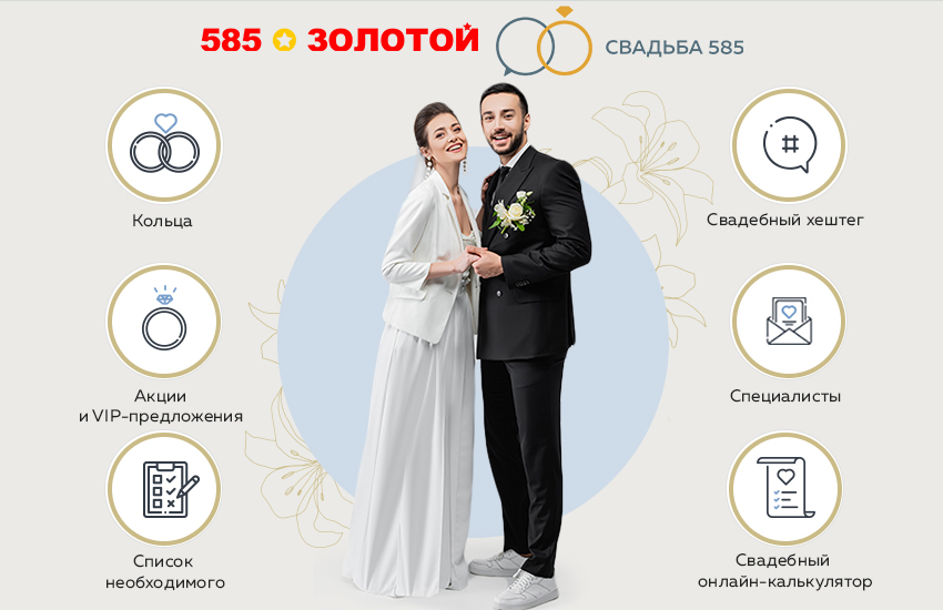 Портал «Свадьба 585» запускает конкурс для молодоженов с призовым фондом 160 000 рублей